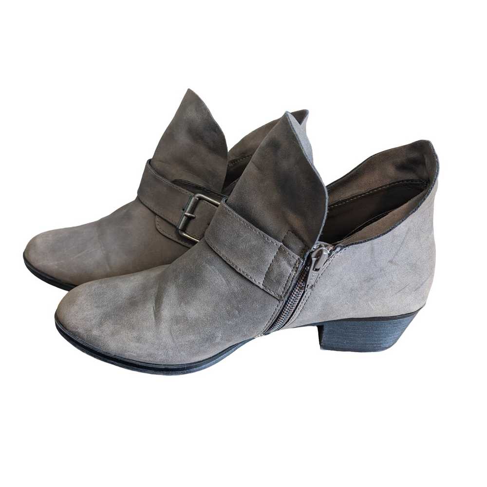 Other MeToo Grey Faux Suede Cuban Heeled Ankle Bo… - image 2