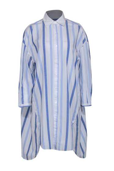 Love Binetti - White & Blue Striped Button Up Dre… - image 1