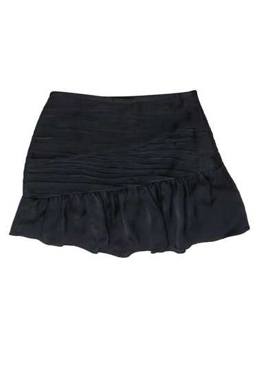 Ramy Brook - Black Satin Ruched Drop Waist Mini S… - image 1