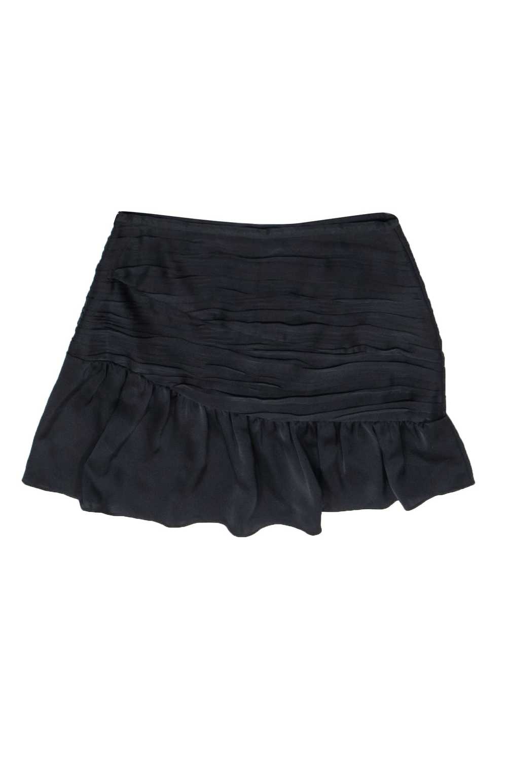 Ramy Brook - Black Satin Ruched Drop Waist Mini S… - image 2