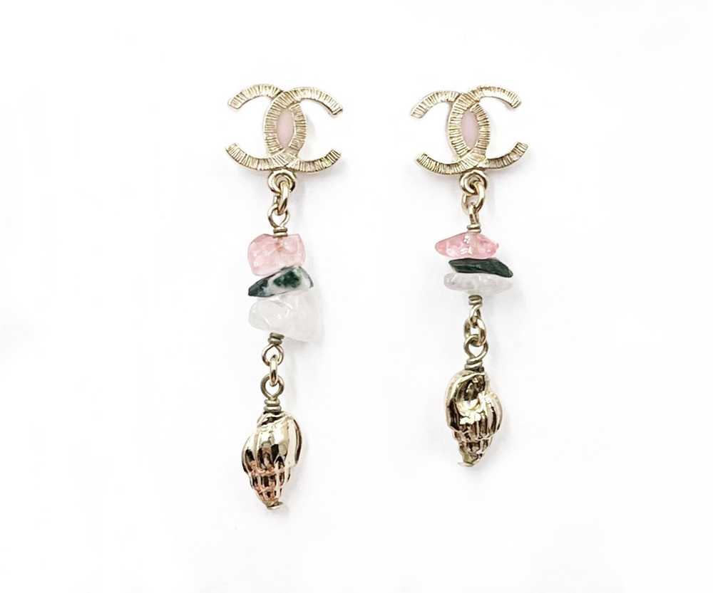 Chanel Light Pink CC Mini Pearl Pierce Earrings Pierced 1217c4