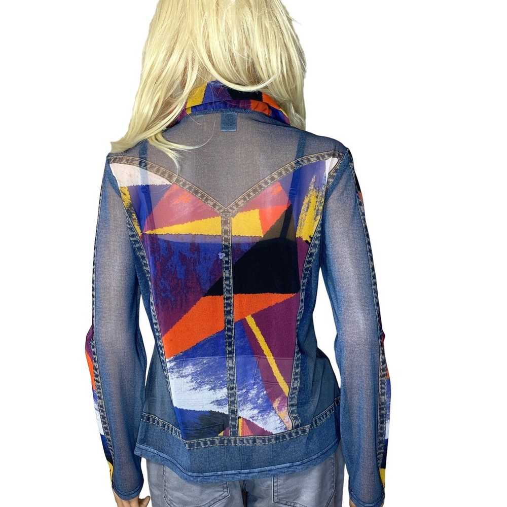 Designer DAMEE NYC Abstract Watercolor Denim Mesh… - image 5