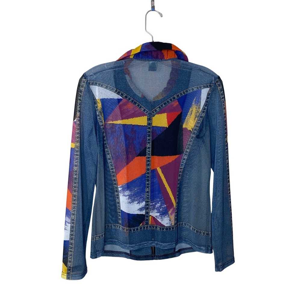 Designer DAMEE NYC Abstract Watercolor Denim Mesh… - image 6