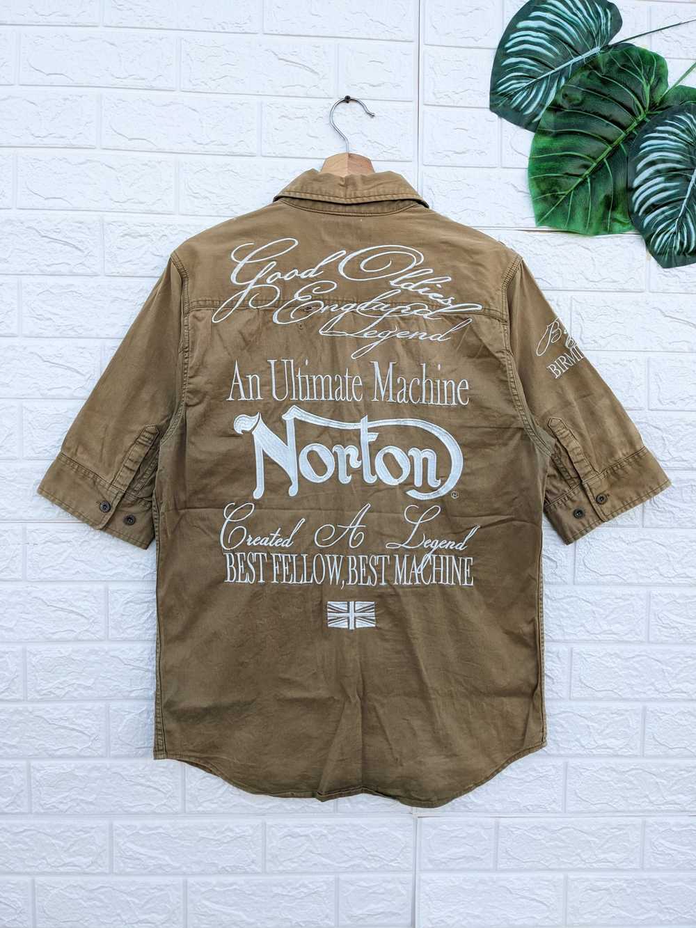 Norton × Racing Norton Embroidery Sunfaded Biker … - image 1