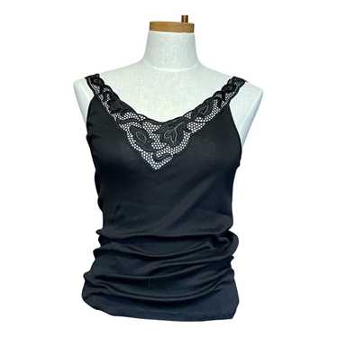Hanro Women's Cotton Seamless V-Neck Camisole, Black, Small