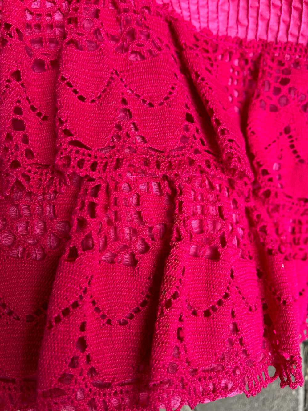 1960s Hot Pink Lace Mexican Dress - image 11