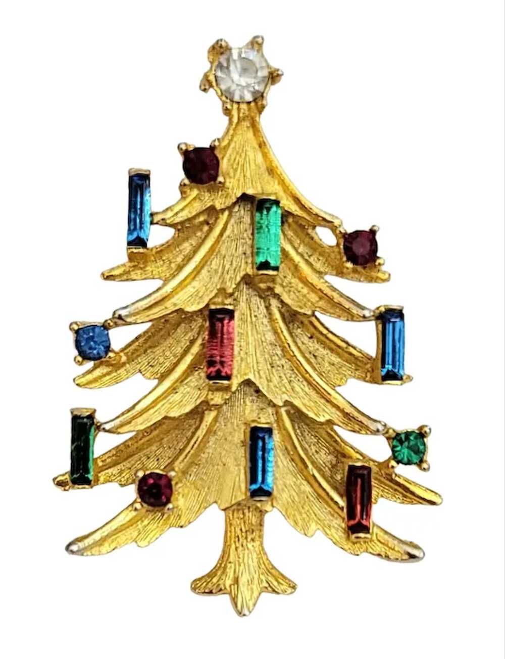 Mamselle Gold Tone Multicolor Rhinestone Christma… - image 7