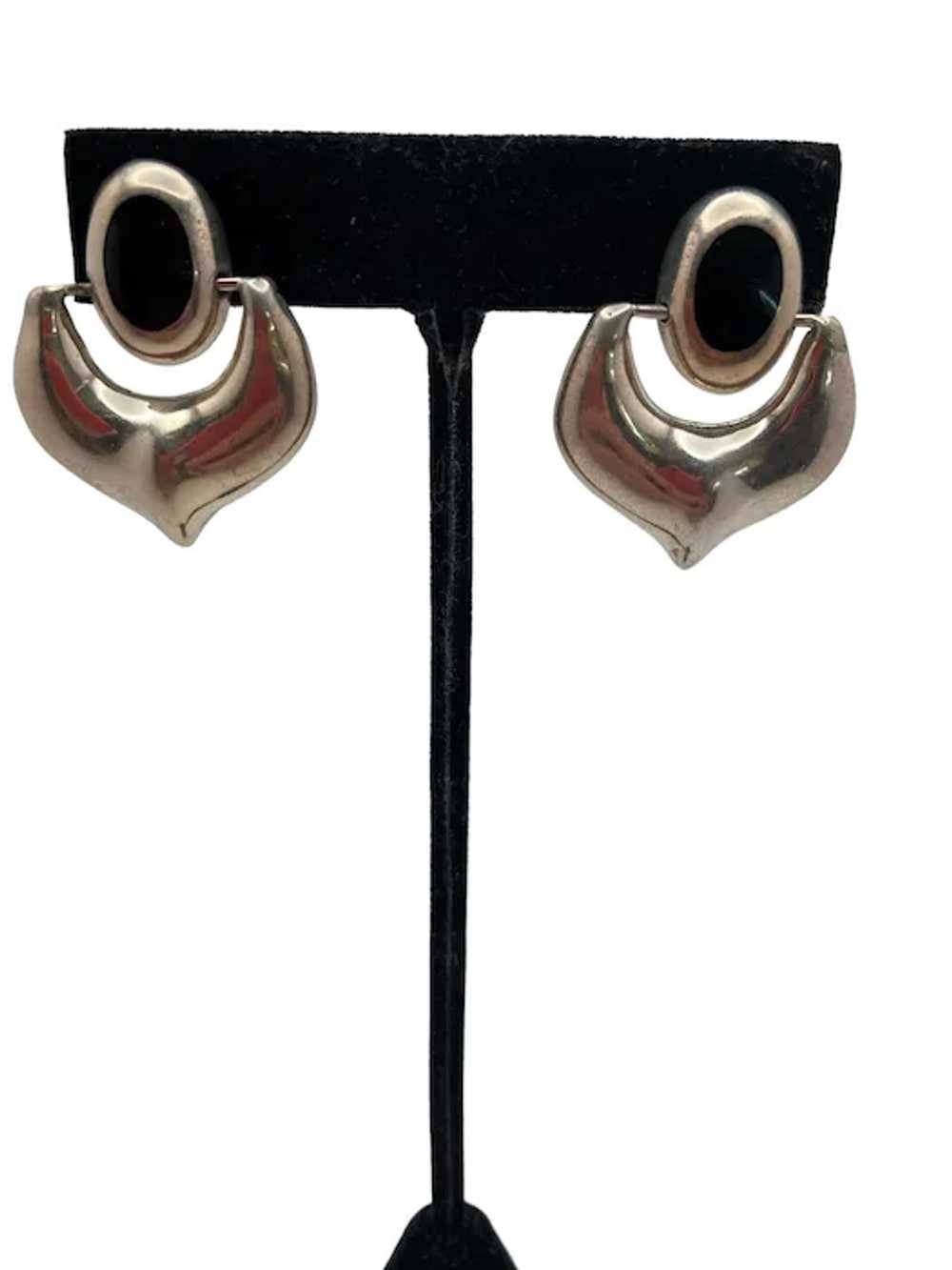 Taxco Modernist Mexican Sterling Silver and Onyx … - image 4