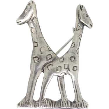 Sterling Silver Giraffe Brooch - image 1