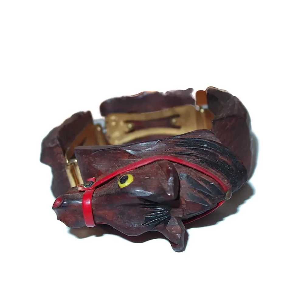 Wooden Hand Carved Horse Bracelet from the 30s - image 2