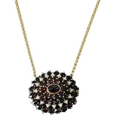 Antique 18K Yellow Gold Faceted Garnet and Seed Pe