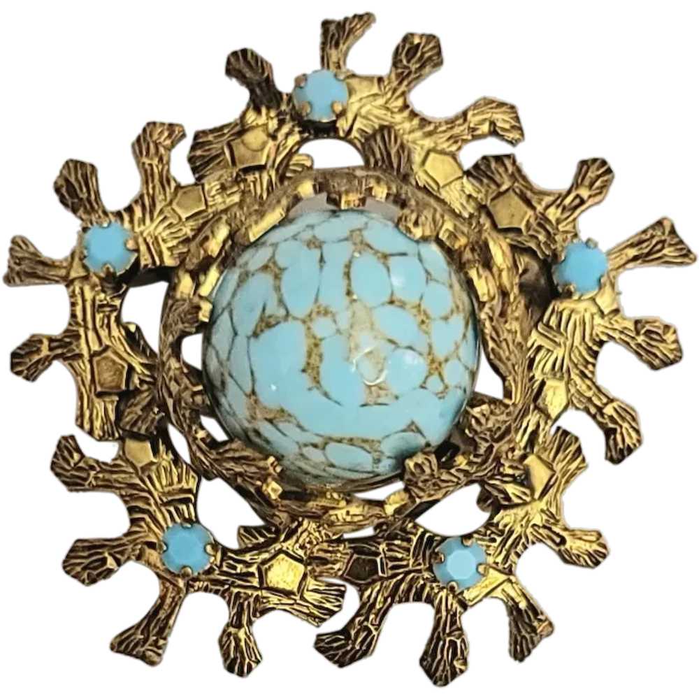 Germany, Austria Style Turquoise-Color Cluster Br… - image 1