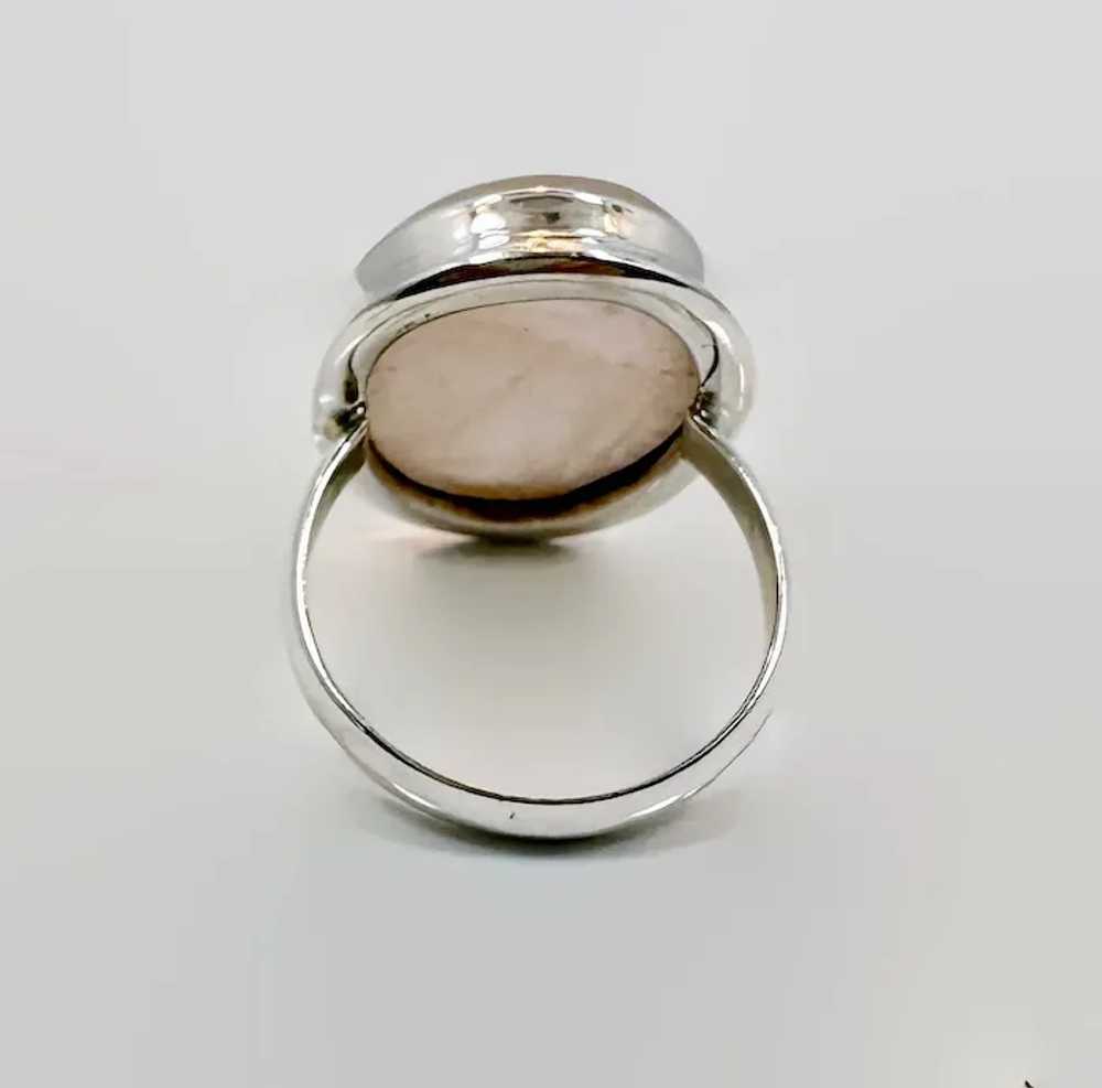Rose Quartz Ring, Sterling Silver, Pink Stone, Ov… - image 5