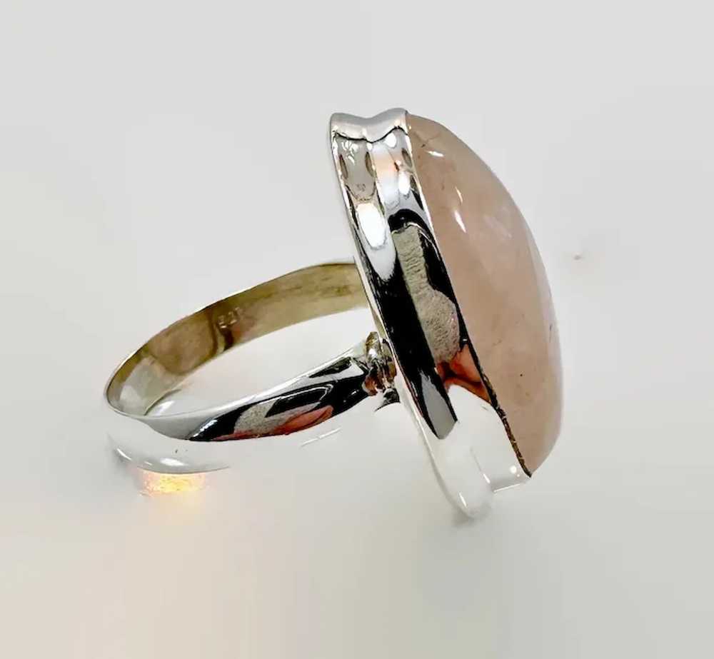 Rose Quartz Ring, Sterling Silver, Pink Stone, Ov… - image 6