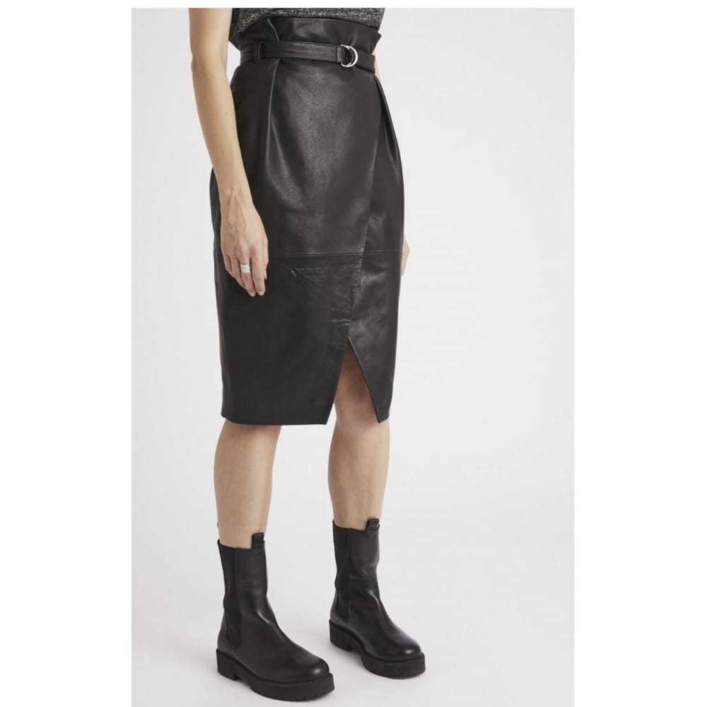 Berenice Leather mid-length skirt - image 3