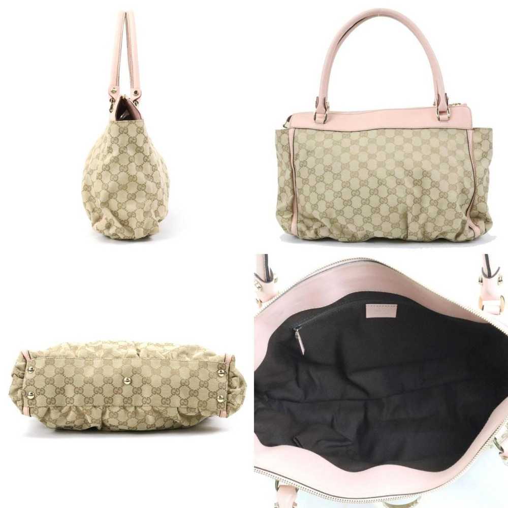 Gucci Gucci handbag GG canvas canvas/leather beig… - image 2