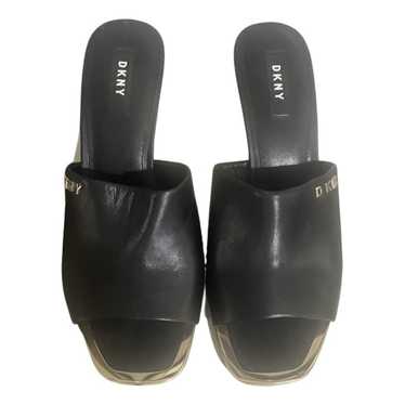 DKNY Black Leather Open Toe Mule 7.5M online