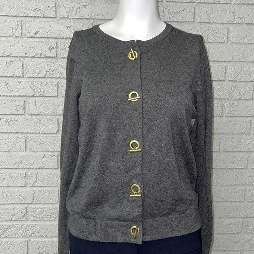 Other Ellen Tracy Gray Gold Cardigan Sweater Size… - image 1