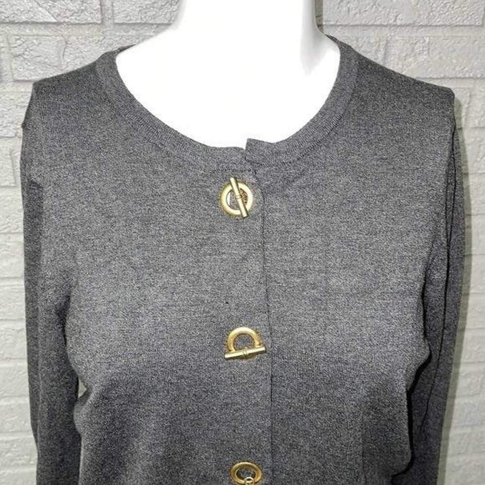 Other Ellen Tracy Gray Gold Cardigan Sweater Size… - image 2