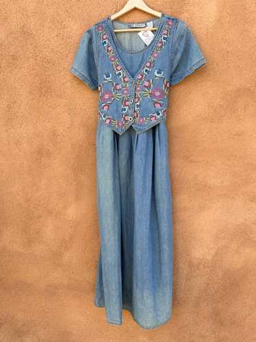 Country Chic Jane Ashley Denim Dress with Tie Vest