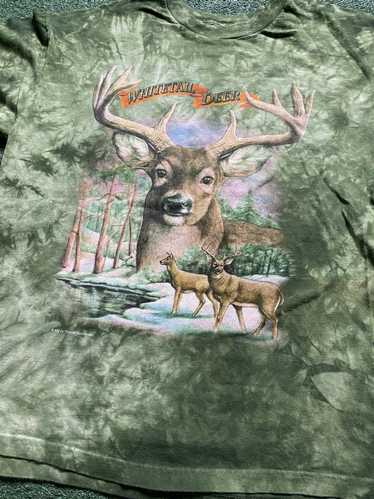 Vintage Nature Deer Hunting Tee Green Dye Size La… - image 1