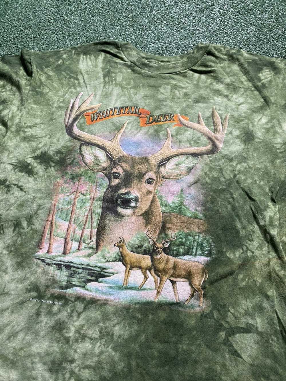 Vintage Nature Deer Hunting Tee Green Dye Size La… - image 2