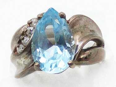 Sterling Silver Blue Topaz and CZ ring - image 1