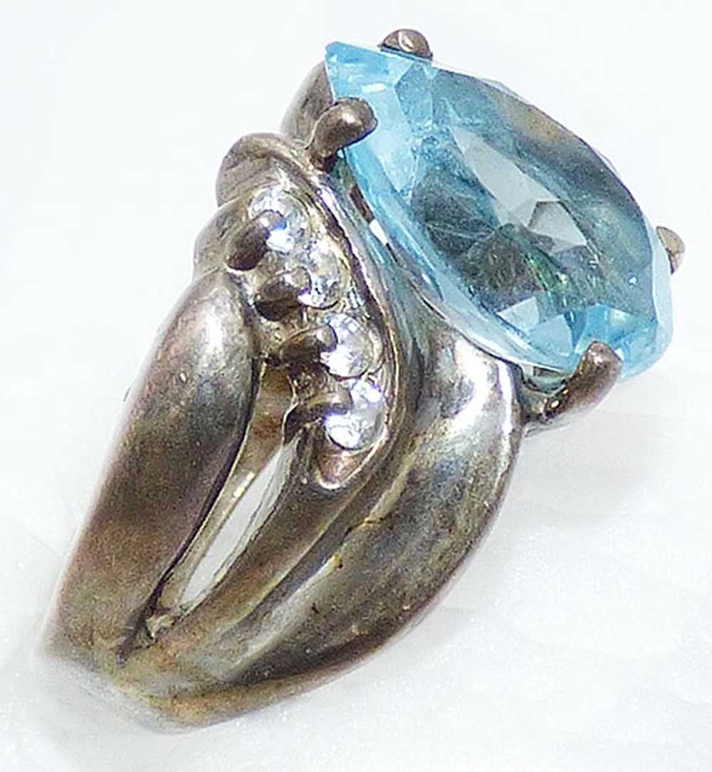 Sterling Silver Blue Topaz and CZ ring - image 2