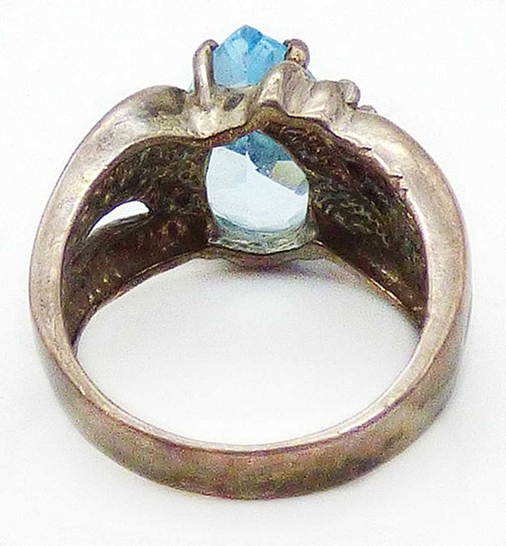 Sterling Silver Blue Topaz and CZ ring - image 3