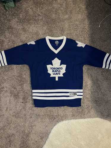 Toronto Maple Leafs NHL Hockey Mens M Knit Sweater Blue Ribbed Quarter Zip  Sewn