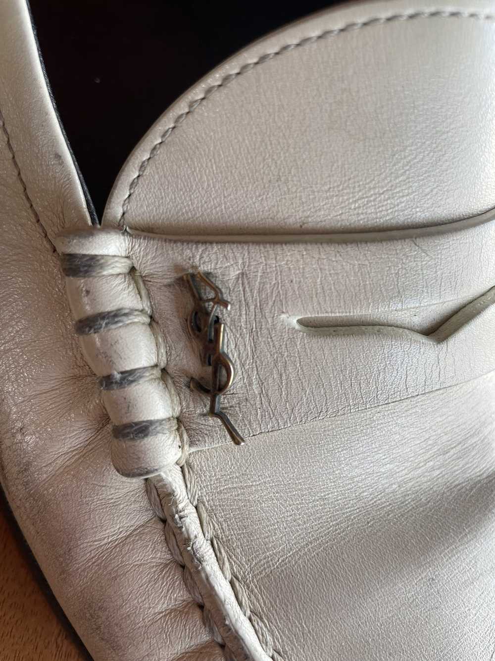 Yves Saint Laurent YSL White Leather Loafers - image 10