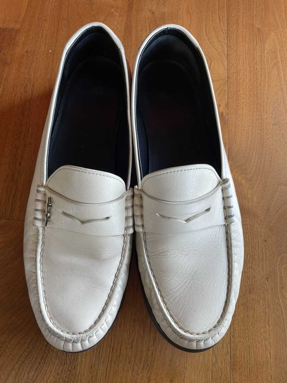 Yves Saint Laurent YSL White Leather Loafers - image 1