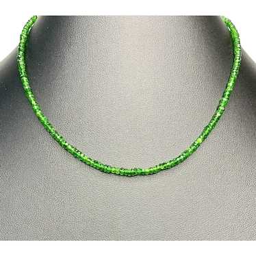 Faceted Chrome Diopside and 14k Gold Necklace - image 1