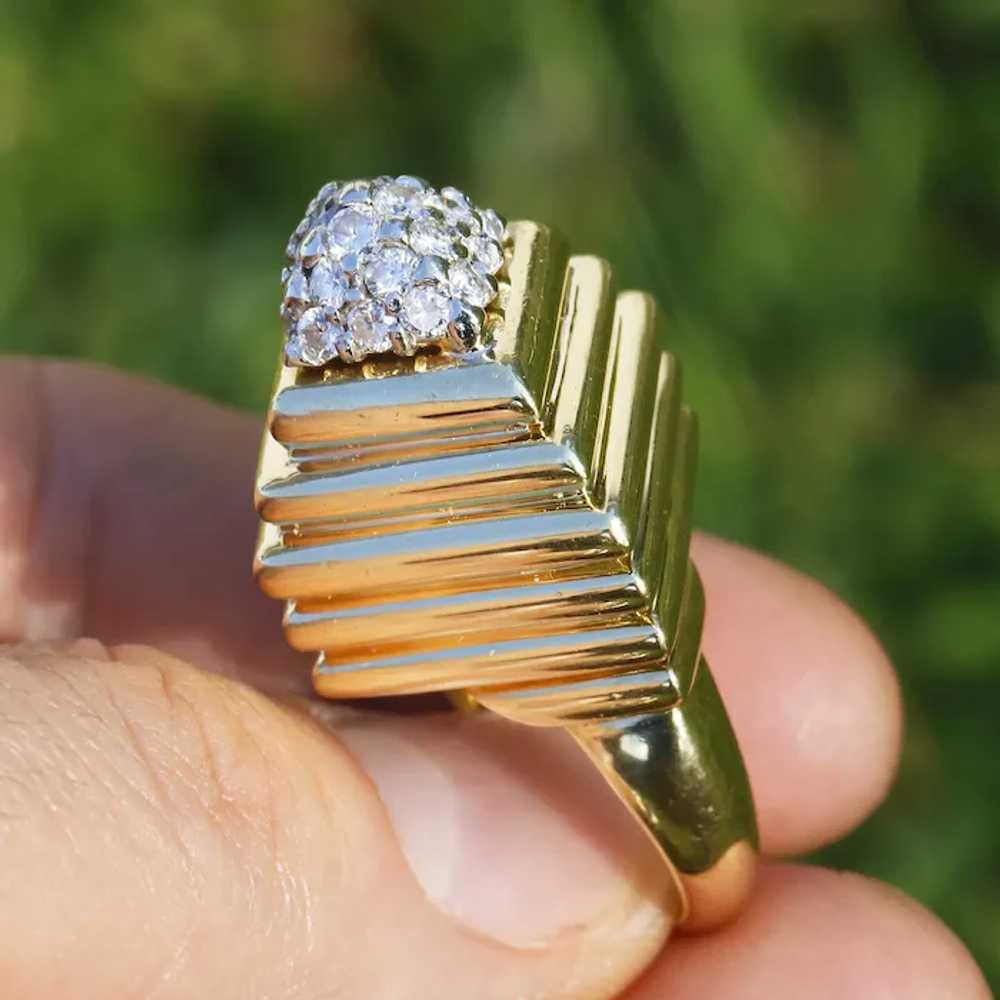 Vintage Round Diamond Step Ring 18K Yellow Gold 0… - image 11