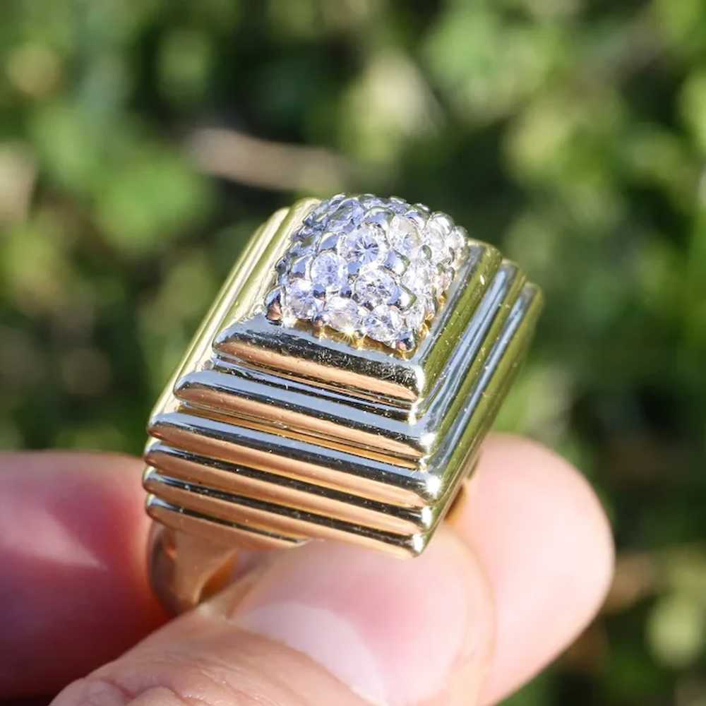 Vintage Round Diamond Step Ring 18K Yellow Gold 0… - image 12