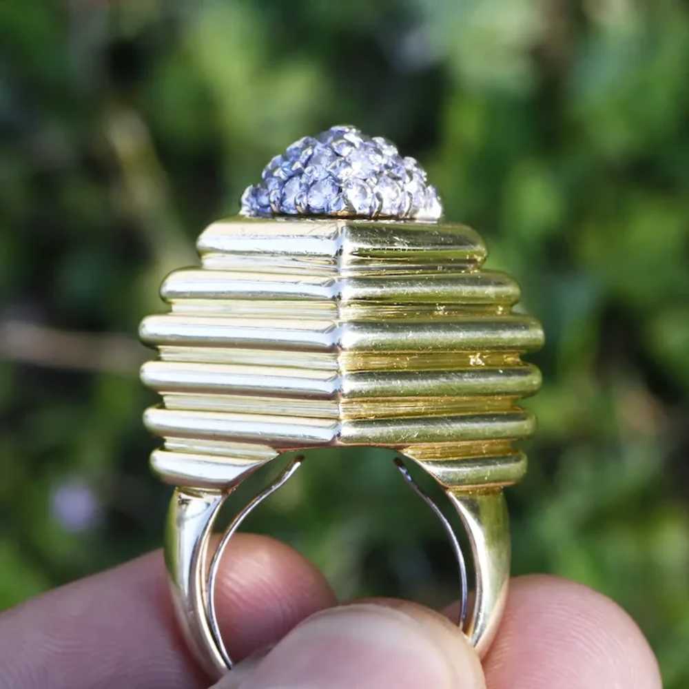 Vintage Round Diamond Step Ring 18K Yellow Gold 0… - image 2