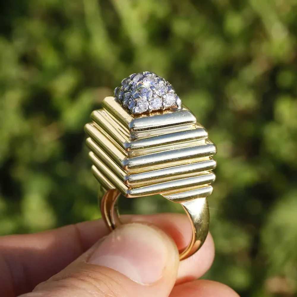 Vintage Round Diamond Step Ring 18K Yellow Gold 0… - image 4