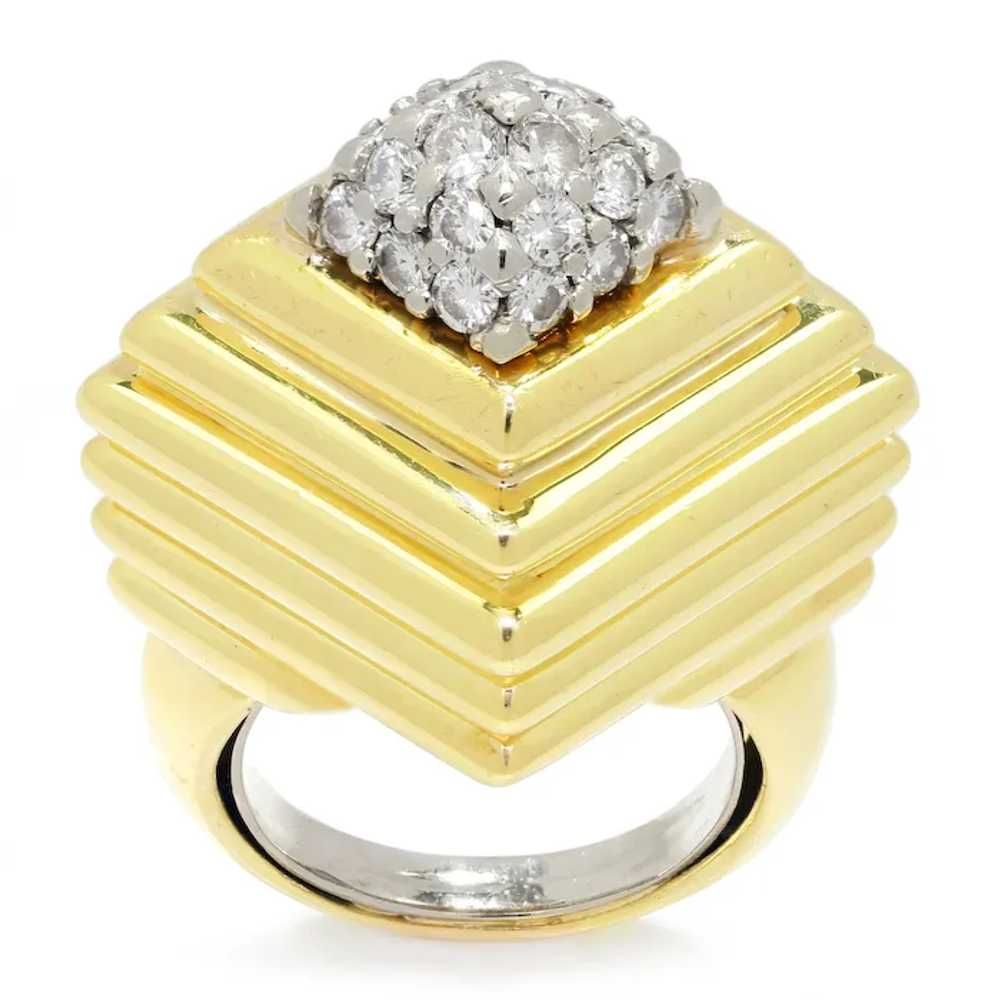 Vintage Round Diamond Step Ring 18K Yellow Gold 0… - image 5