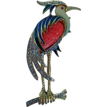 Vintage Unsigned Hattie Carnegie Heron Brooch Pin - image 1