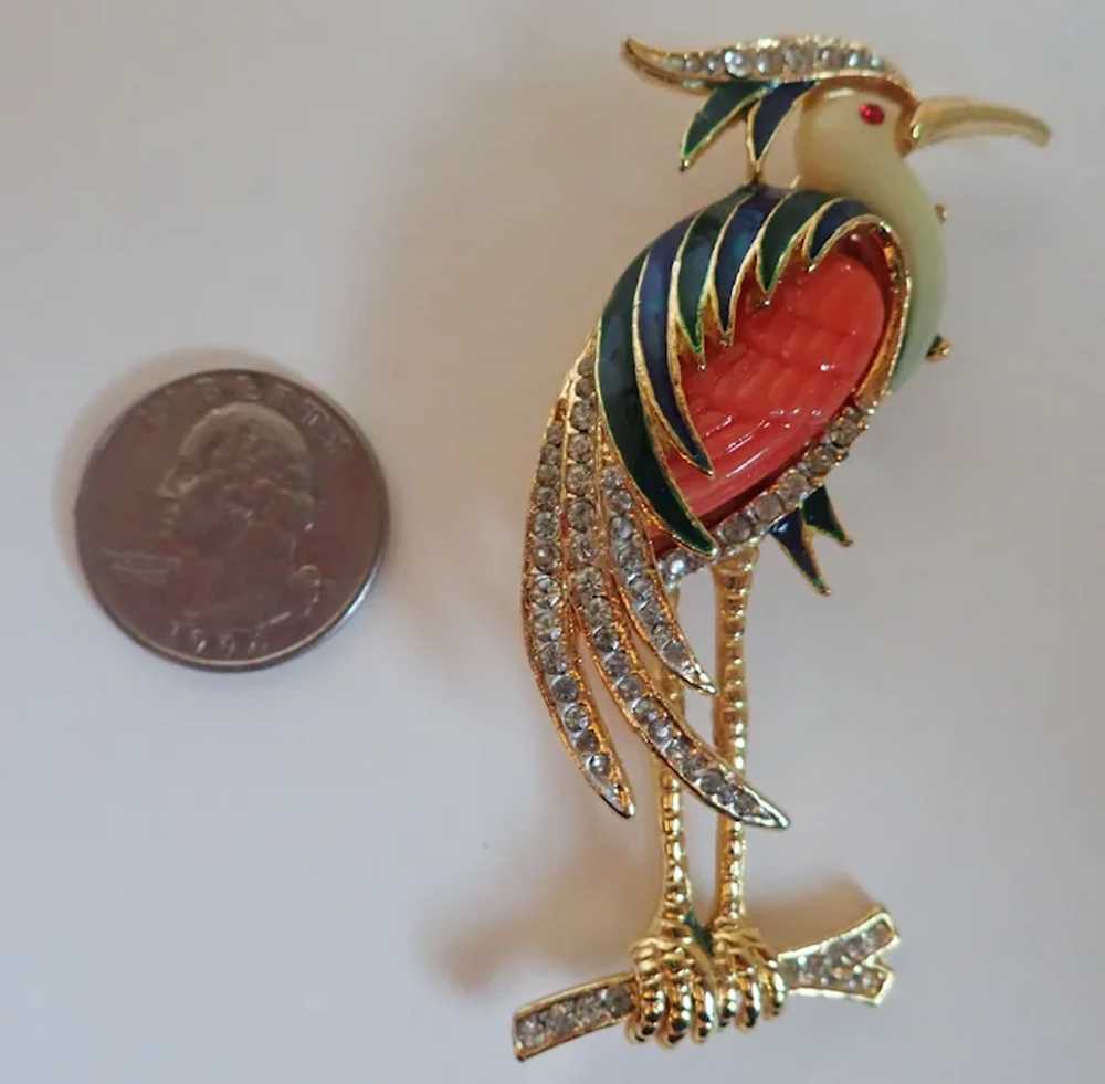 Vintage Unsigned Hattie Carnegie Heron Brooch Pin - image 2