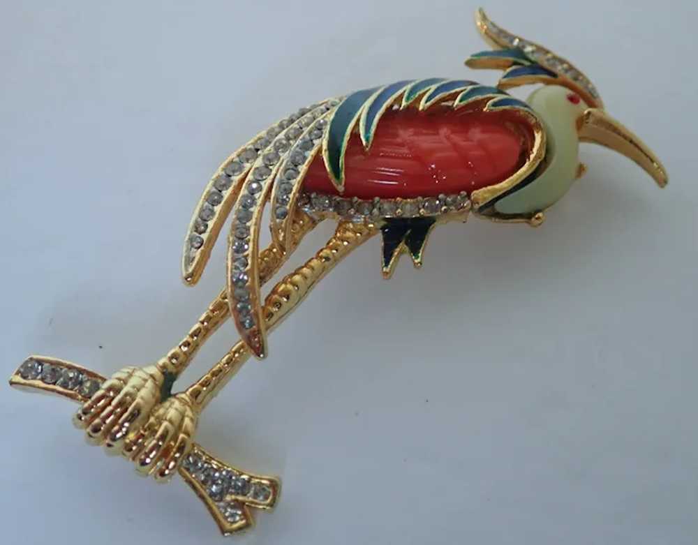 Vintage Unsigned Hattie Carnegie Heron Brooch Pin - image 3