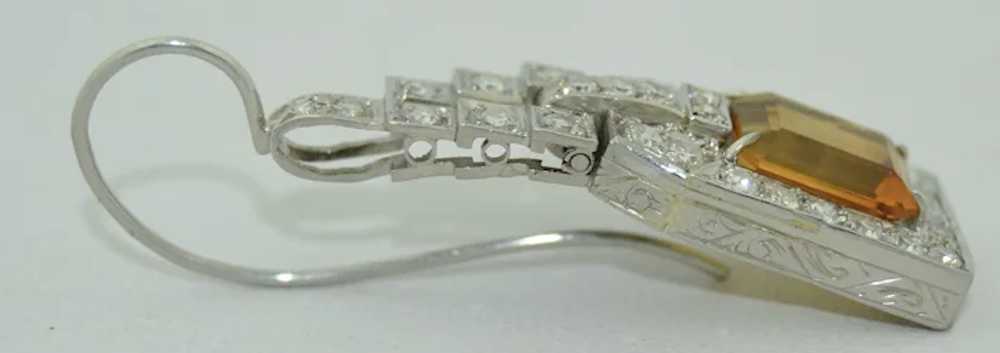 French Platinum Fine Diamond & Citrine Earrings - image 8