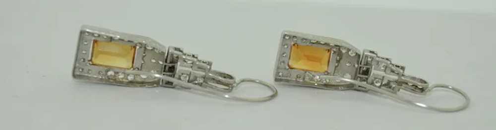 French Platinum Fine Diamond & Citrine Earrings - image 9