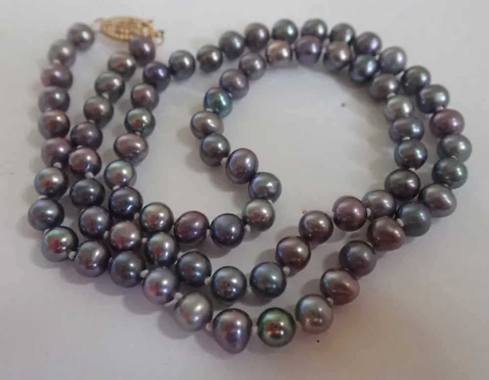Vintage 18" Colored Freshwater Pearls With 14K Cl… - image 3