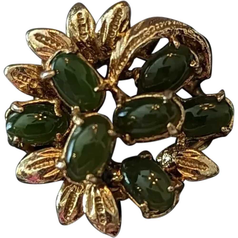 Floral Jade Fashion Ring - image 1