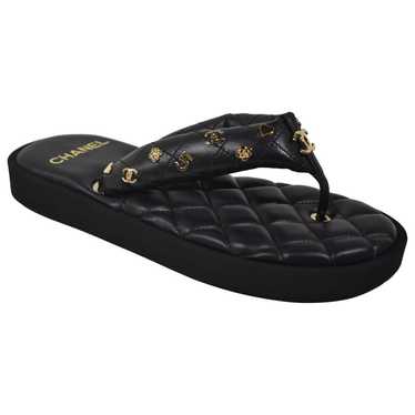 Chanel Leather flip flops - image 1