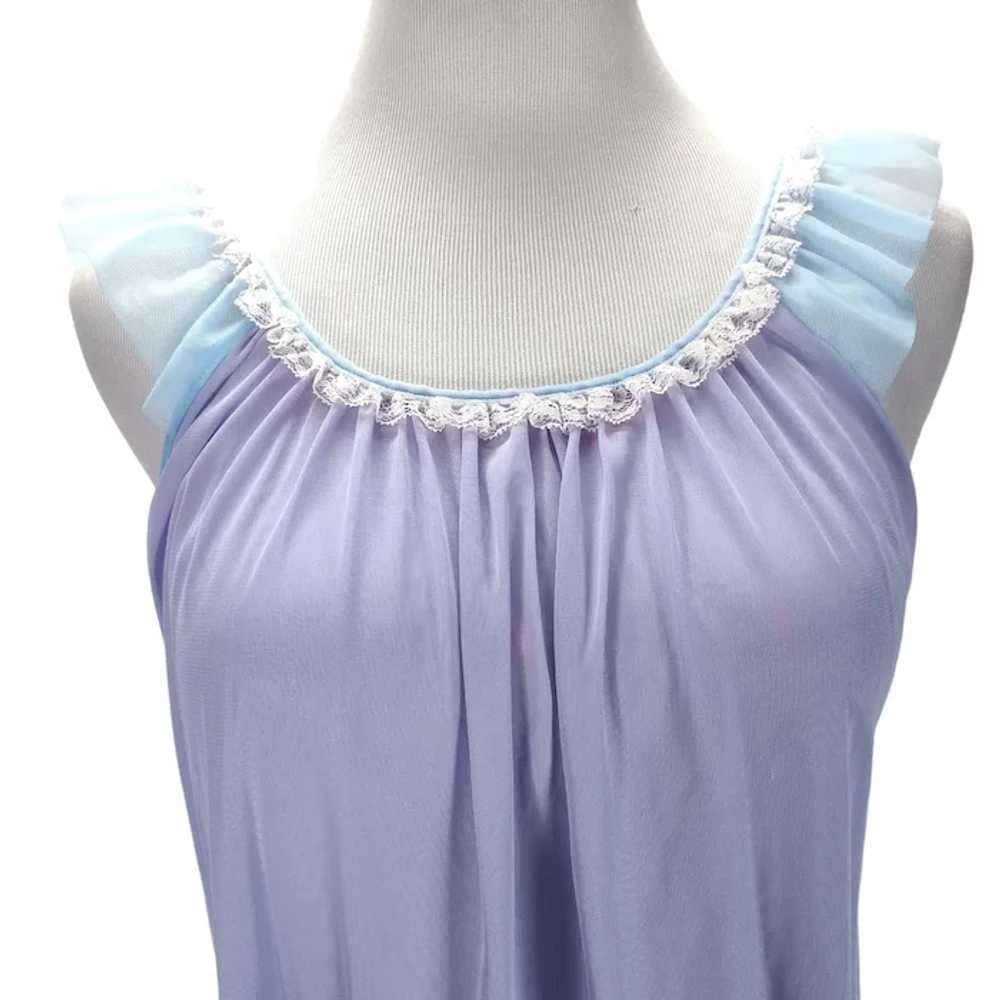 60s Sheer Nylon Chiffon Nightgown Size M/L Lilac … - image 4