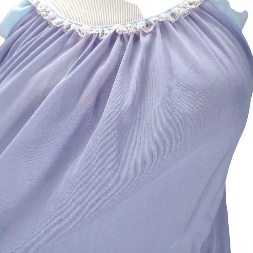 60s Sheer Nylon Chiffon Nightgown Size M/L Lilac … - image 6