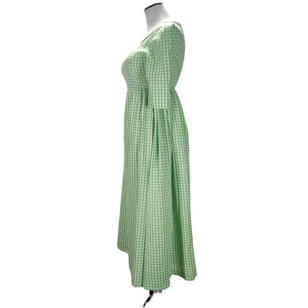70s Gingham Midi Dress Size XS/S Bright Lime Gree… - image 2