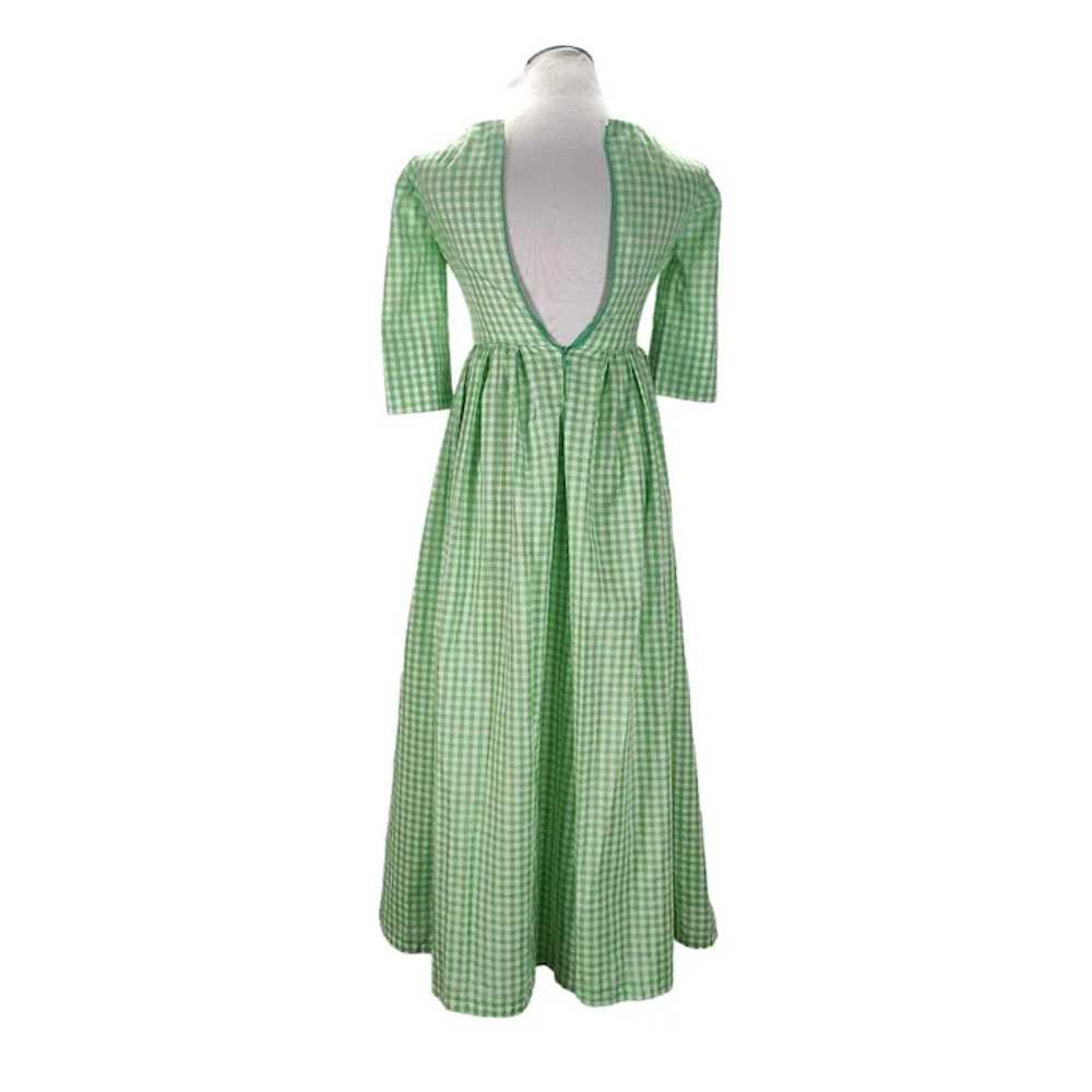 70s Gingham Midi Dress Size XS/S Bright Lime Gree… - image 3